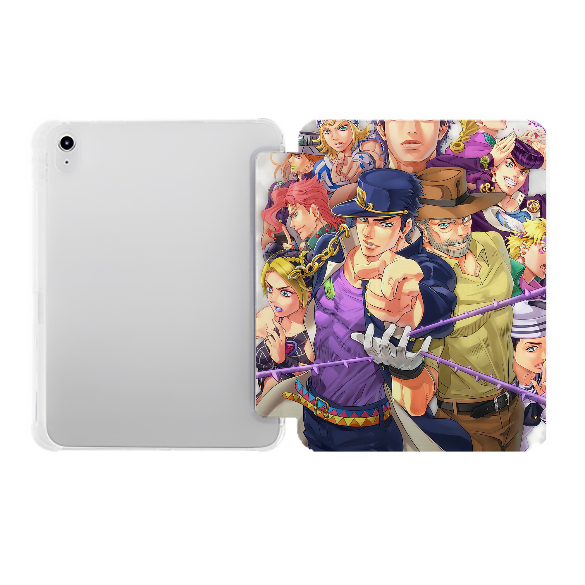 （画像用） ジョジョの奇妙な冒険 JoJo's Bizarre Adventure IPad ケース ペン収納付き 三つ折りスタンド PUレザー×シリコン 対応機種9.5/10.5/10.9インチ